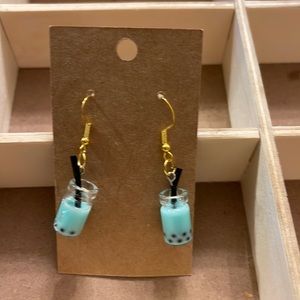 light blue boba drink